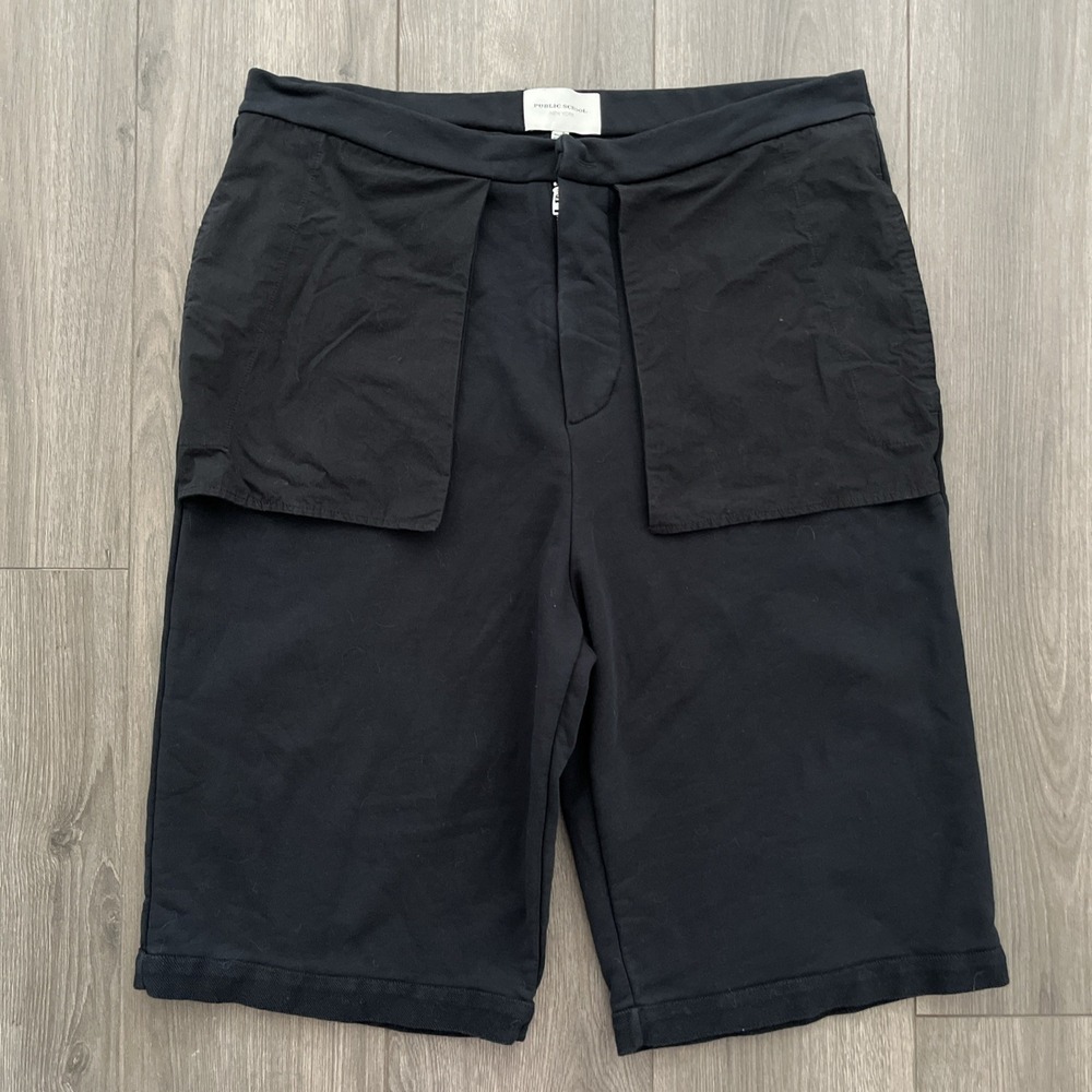 Public School New York Men's Shorts XL Black Cotton Made in Portugal Streetwear